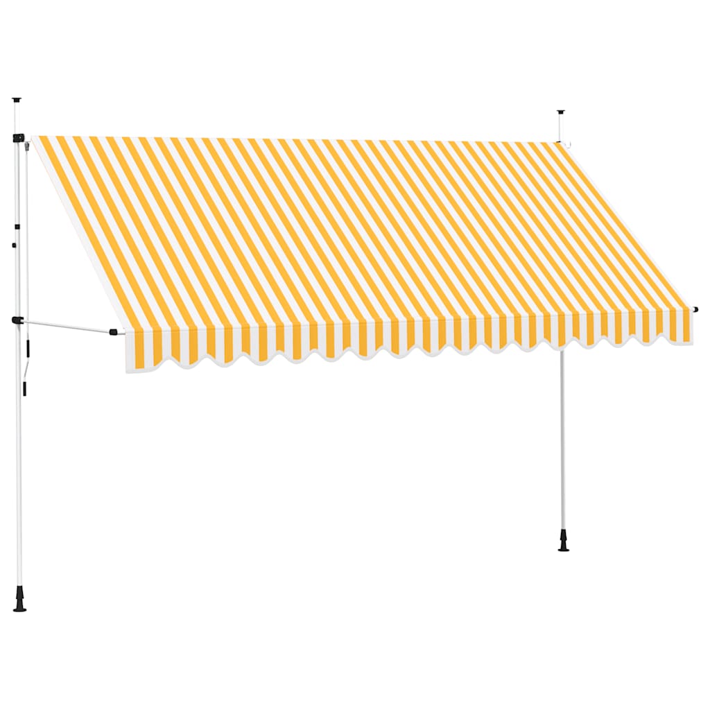 Vidaxl-Markise erstreckt sich manuell über 400 cm. Orange-weiße Streifen