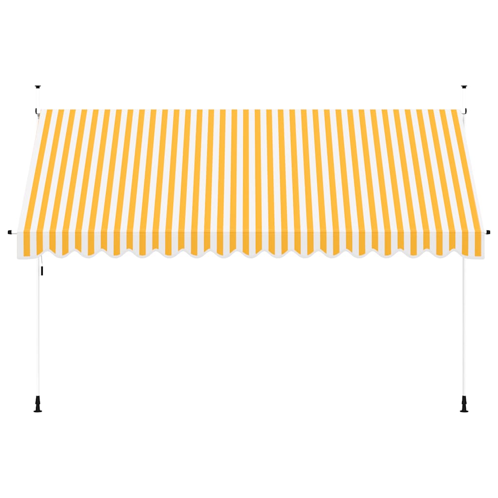 Vidaxl-Markise erstreckt sich manuell über 400 cm. Orange-weiße Streifen