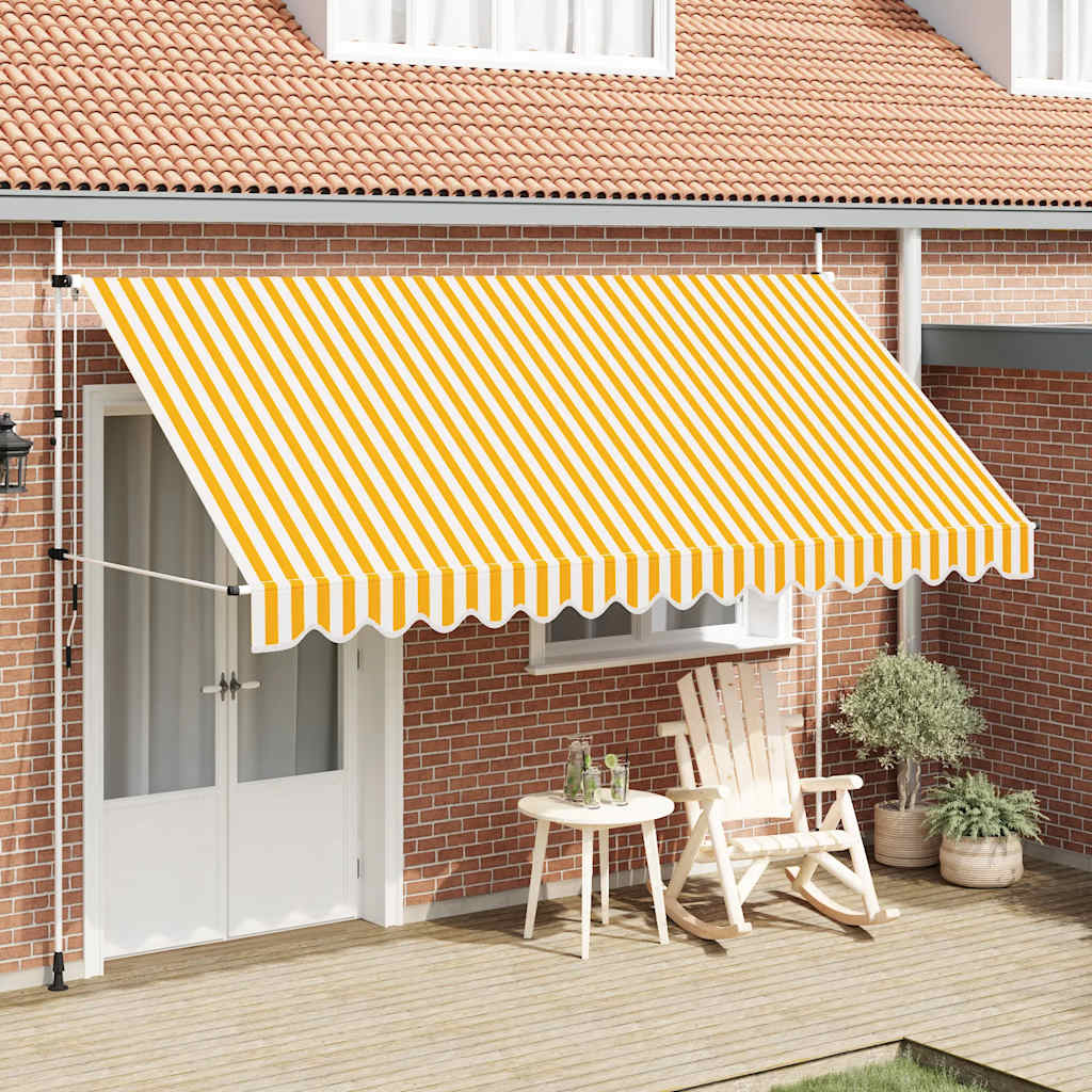 Vidaxl-Markise erstreckt sich manuell über 400 cm. Orange-weiße Streifen