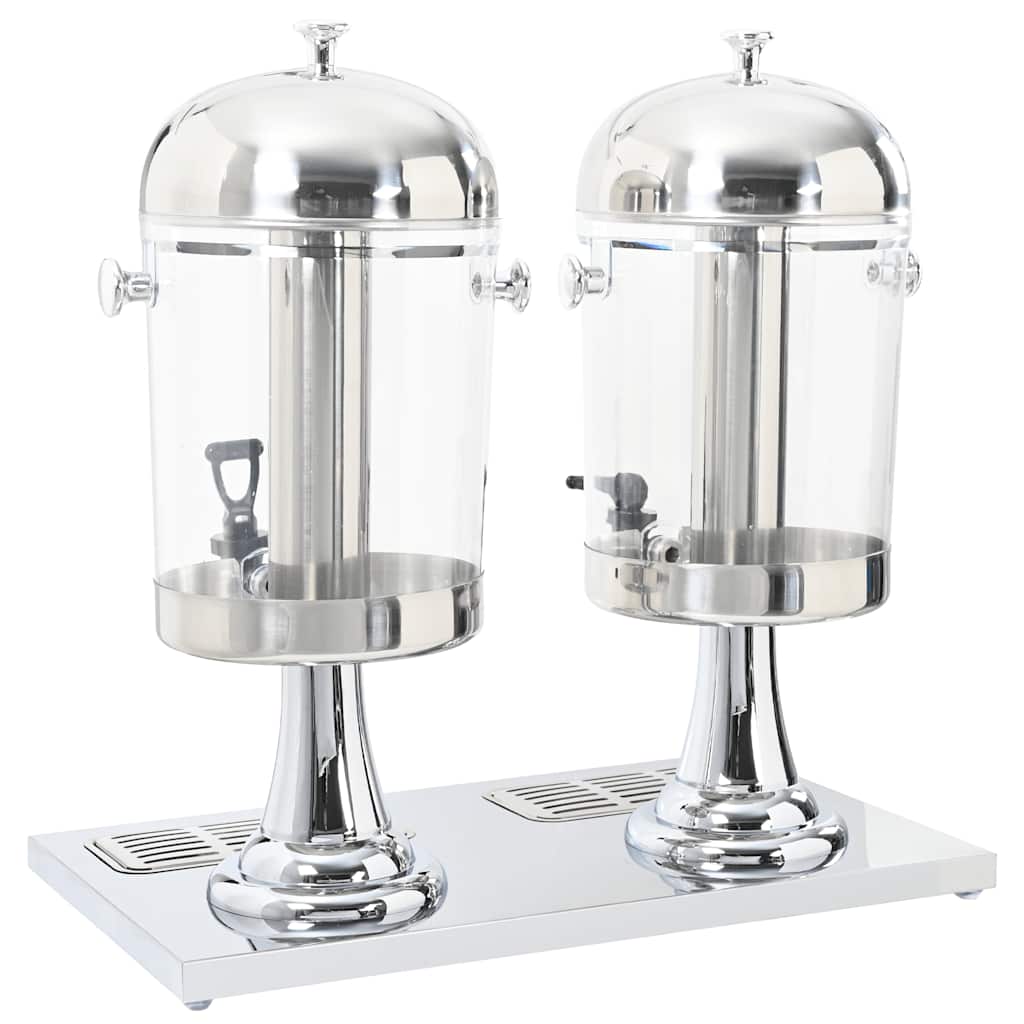 Vidaxl dubbele sapdispenser roestvrij staal 2x8 l