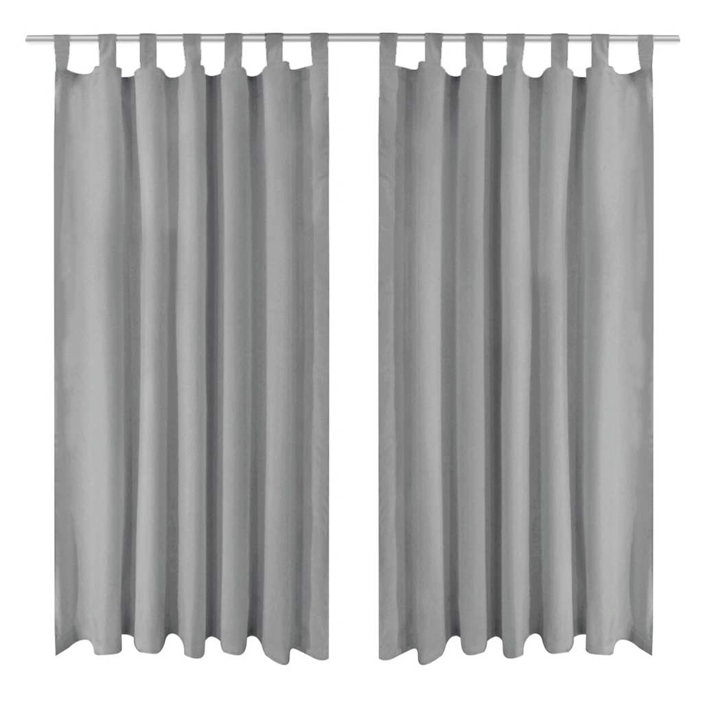 VidaXL Mikro-Satin-Gardinen mit Schlaufen, 140 x 175 cm, Grau, 2 Stück
