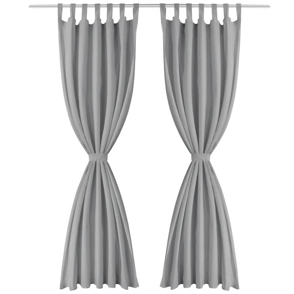 VidaXL Mikro-Satin-Gardinen mit Schlaufen, 140 x 175 cm, Grau, 2 Stück