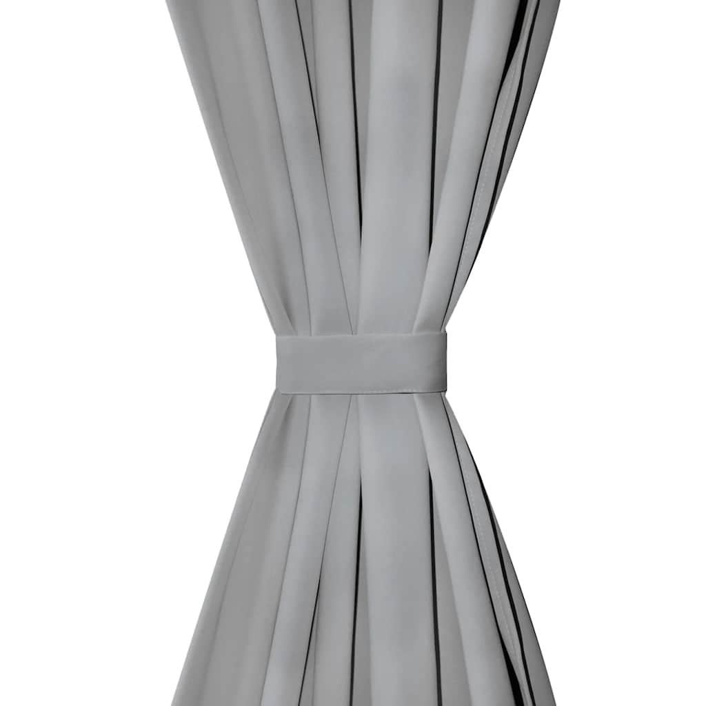 VidaXL Mikro-Satin-Gardinen mit Schlaufen, 140 x 175 cm, Grau, 2 Stück