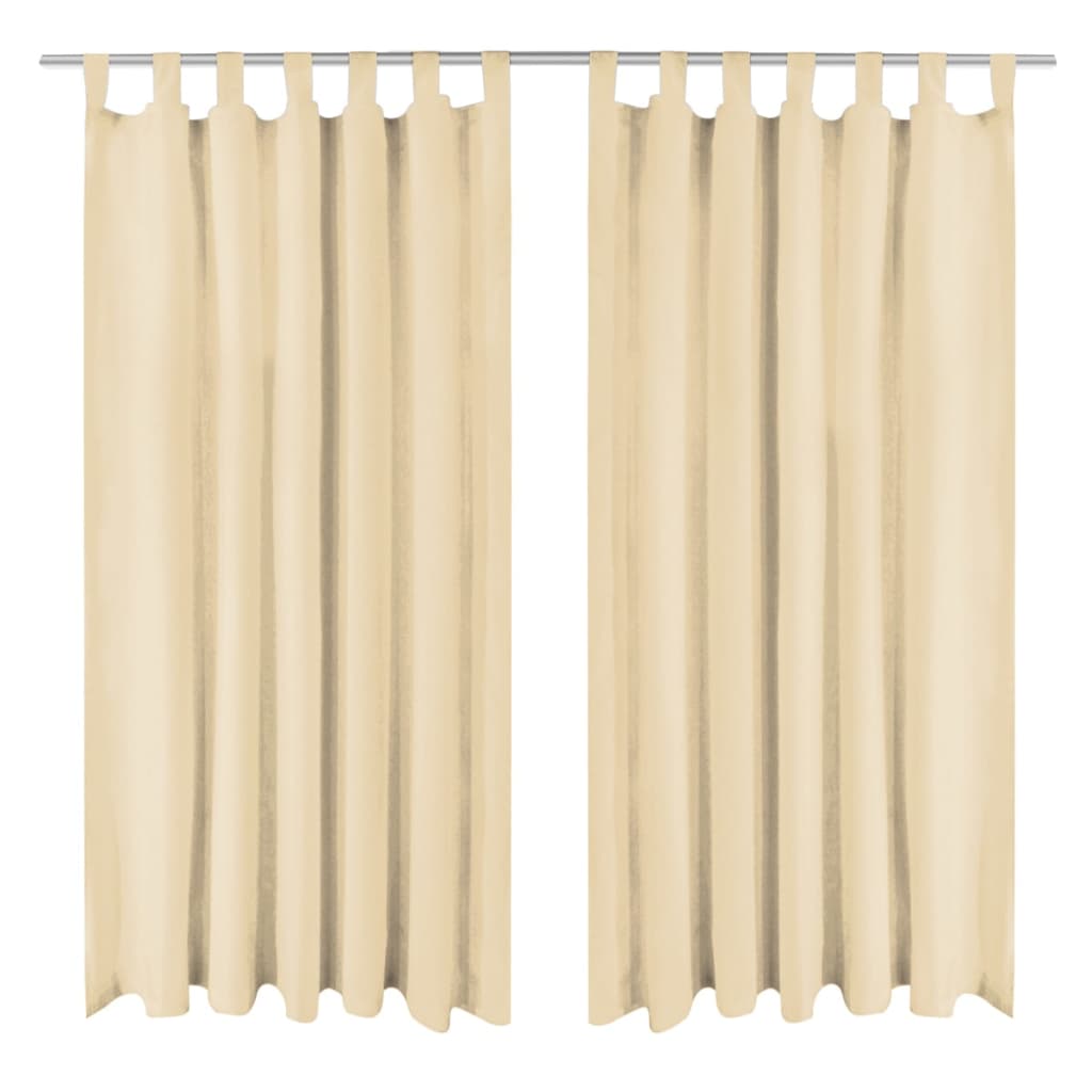 VidaXL Mikro-Satin-Gardinen mit Schlaufen, 140 x 245 cm, Beige, 2 Stück