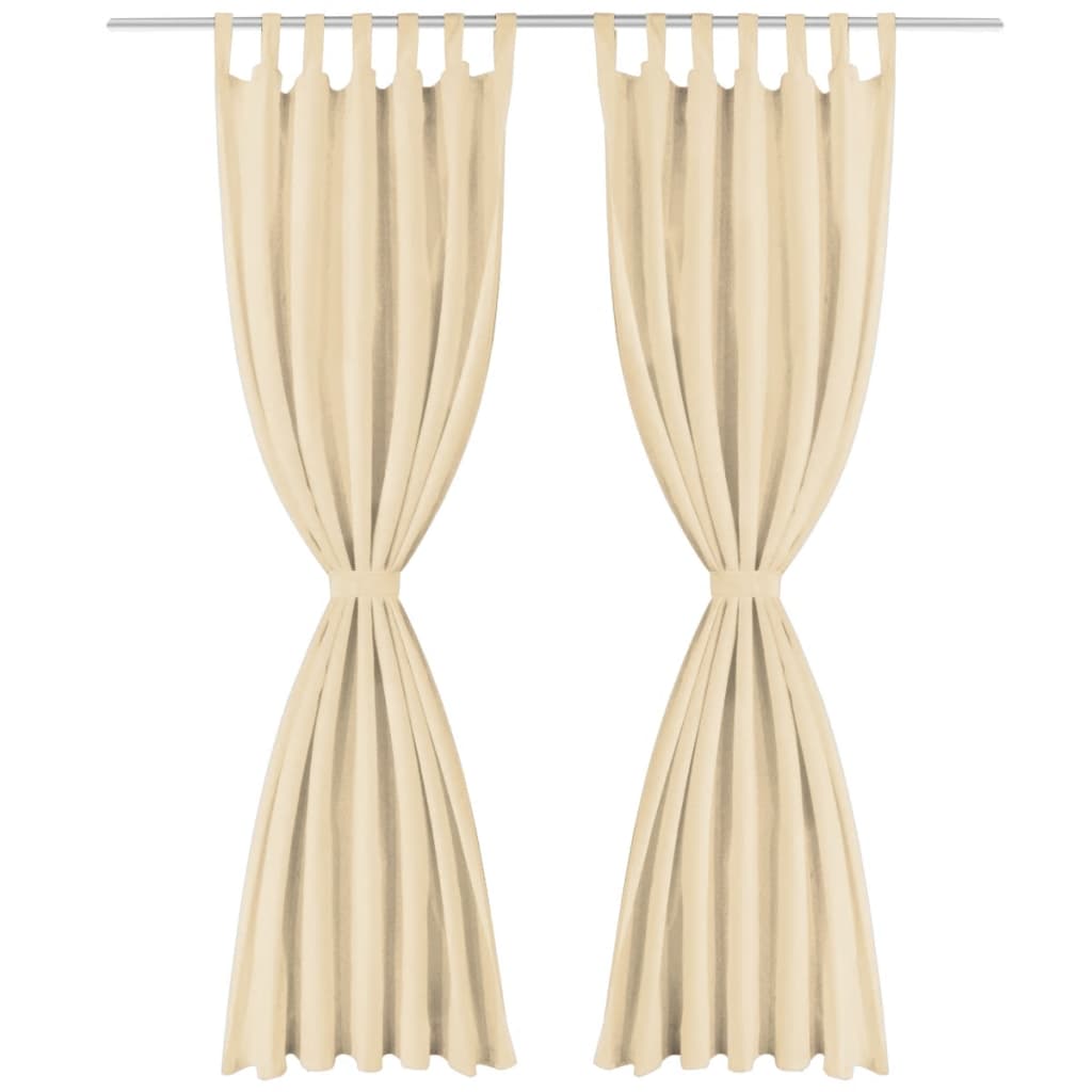 VidaXL Mikro-Satin-Gardinen mit Schlaufen, 140 x 245 cm, Beige, 2 Stück