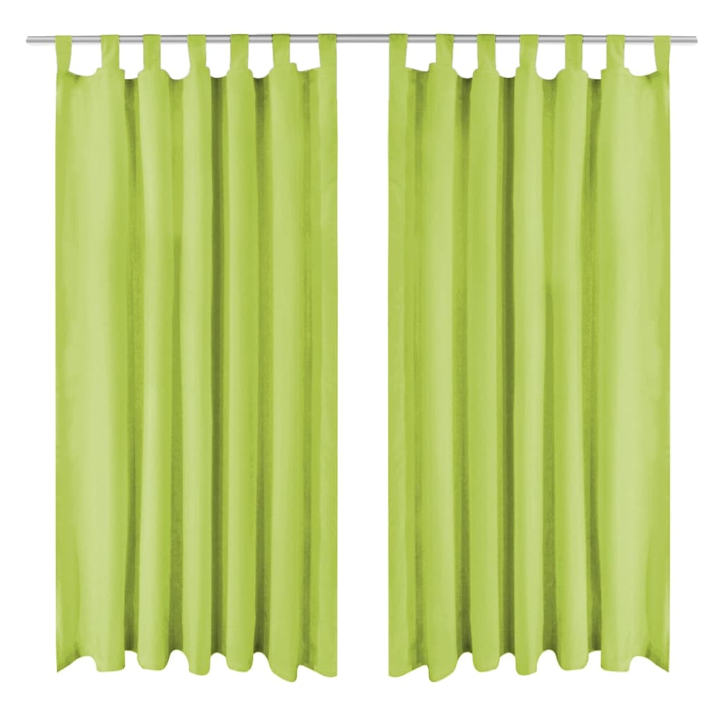 VidaXL Mikro-Satin-Gardinen mit Schlaufen, 140 x 175 cm, Grün, 2 Stück
