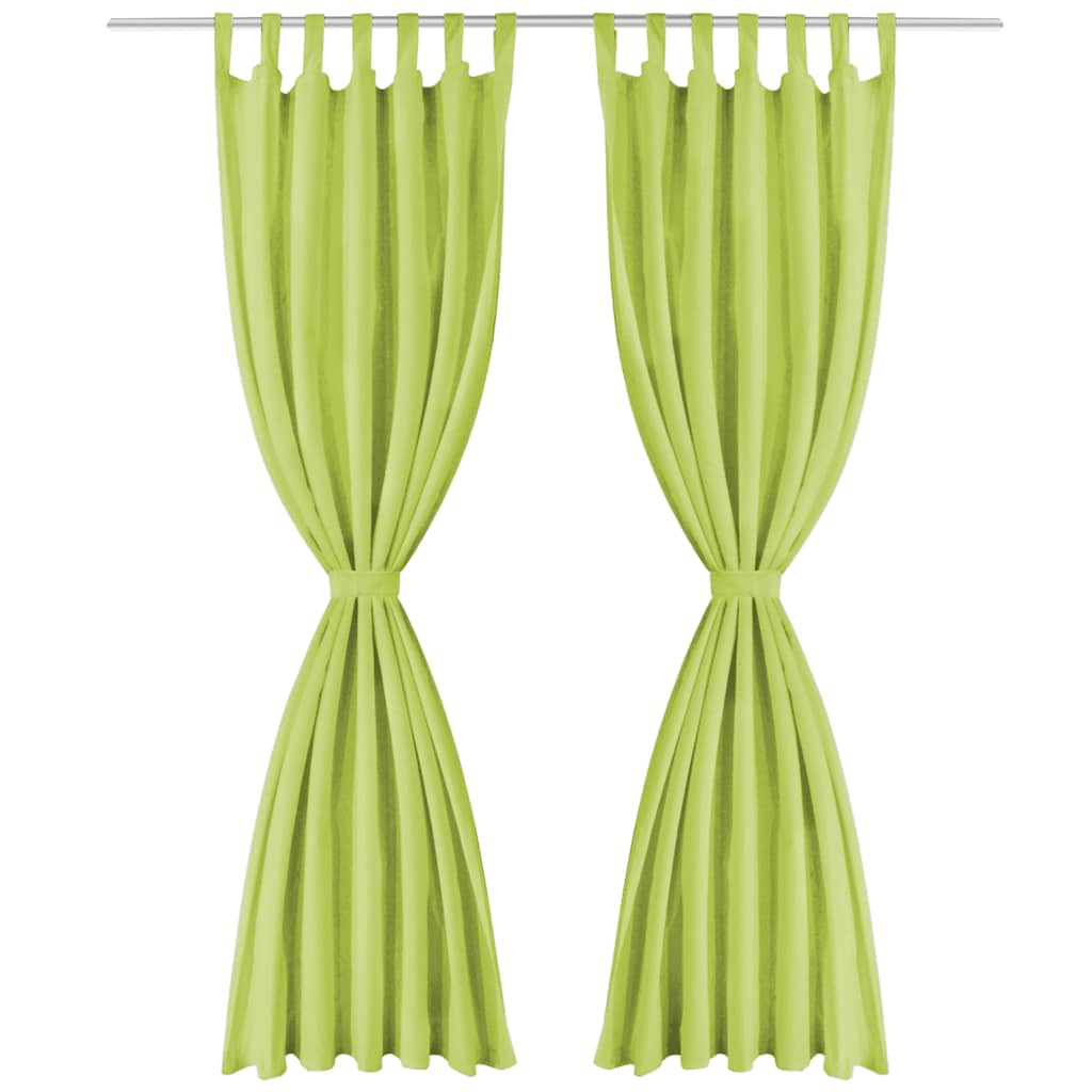 VidaXL Mikro-Satin-Gardinen mit Schlaufen, 140 x 175 cm, Grün, 2 Stück