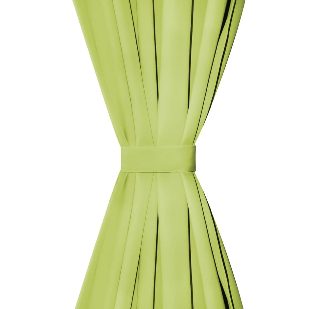 VidaXL Mikro-Satin-Gardinen mit Schlaufen, 140 x 225 cm, Grün, 2 Stück