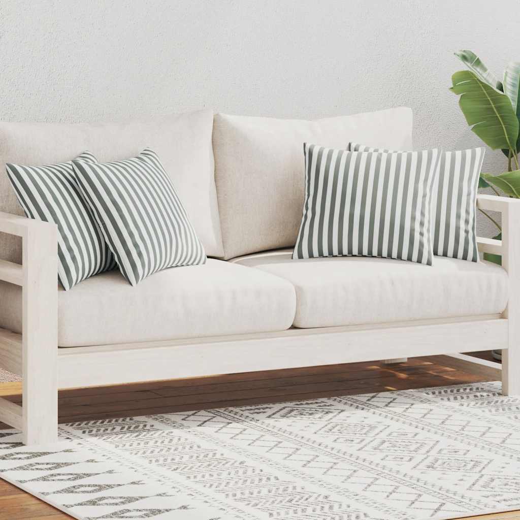 VidaXL Outdoor-Kissen 45x45 cm, gestreift, grau, 4 Stück