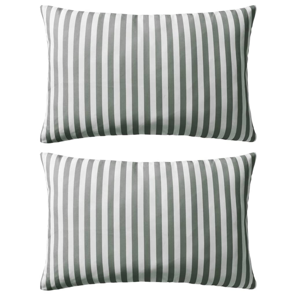 VidaXL Outdoor-Kissen 60x40 cm, gestreift, grau, 2 Stück