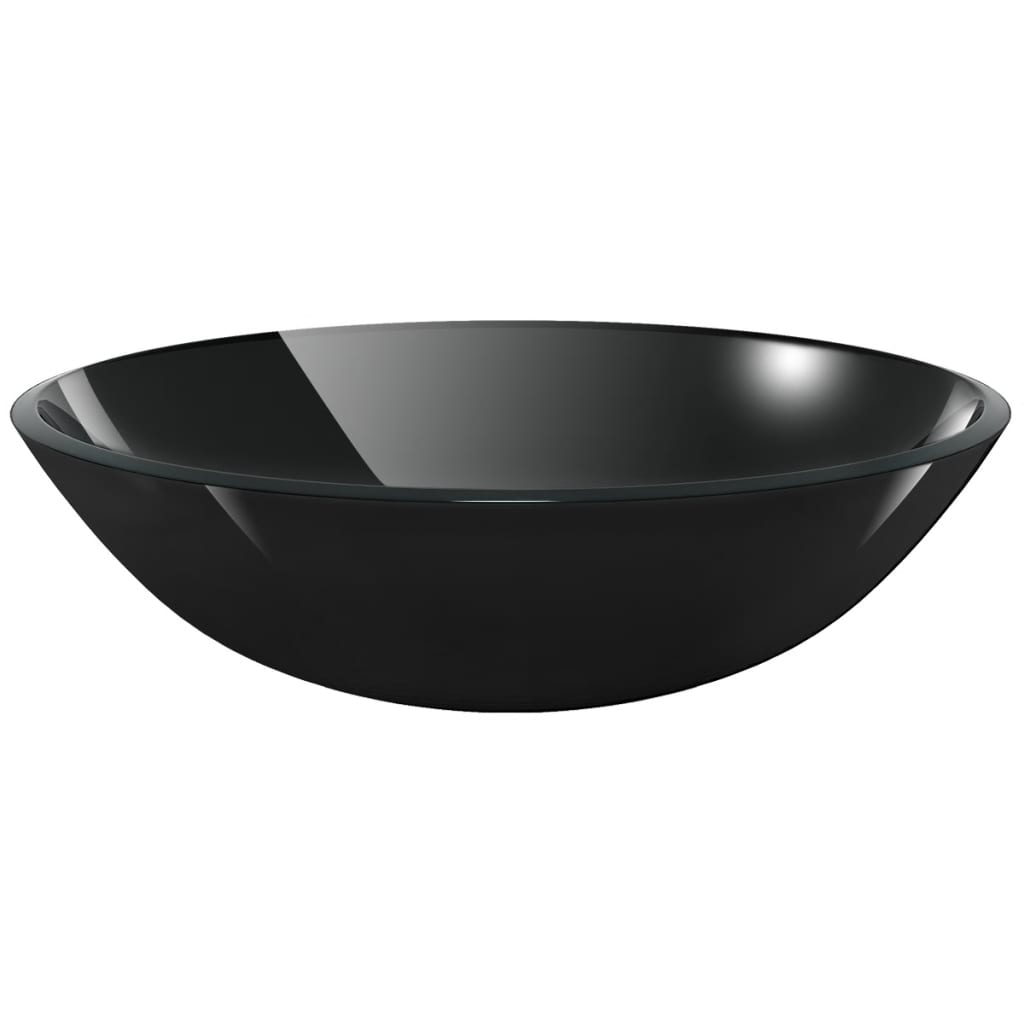 VIDAXL WASCHBECKEN aus gehärtetem Glas 42 cm schwarz