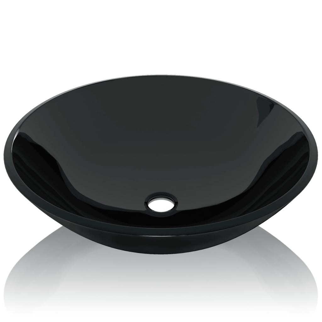 VIDAXL WASCHBECKEN aus gehärtetem Glas 42 cm schwarz