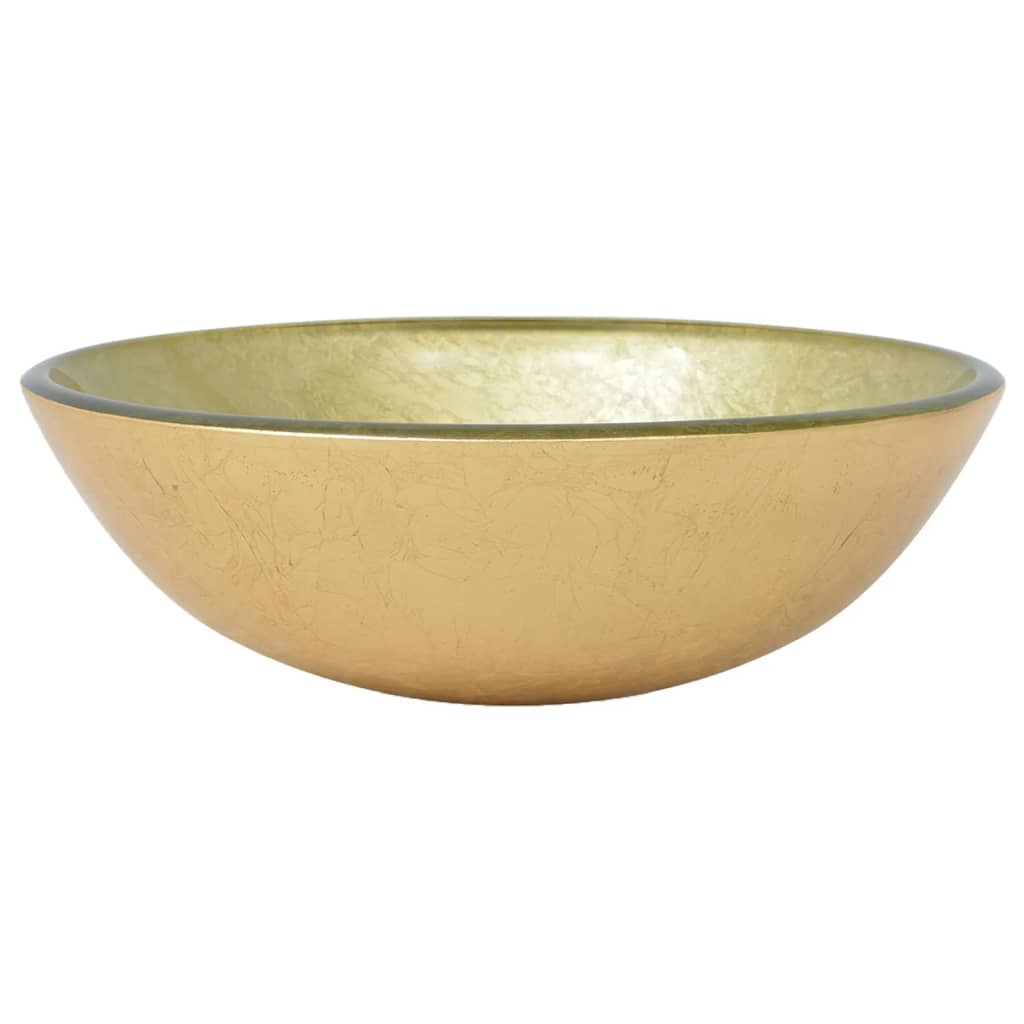 VIDAXL WASCHBECKEN gehärtetes Glas 42 cm Gold