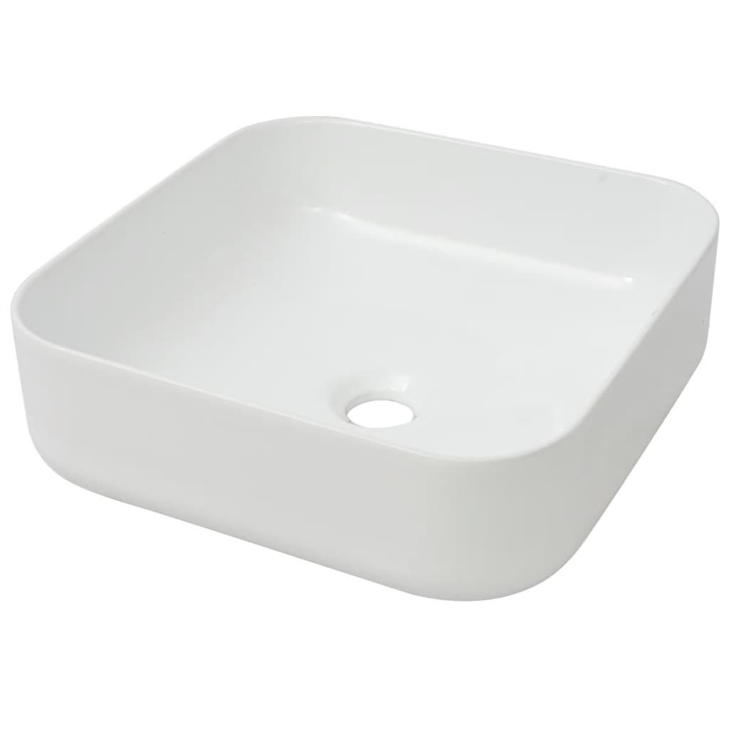 VIDAXL WASHBAIN Quadratische weiße 39x39x13,5 cm Keramik