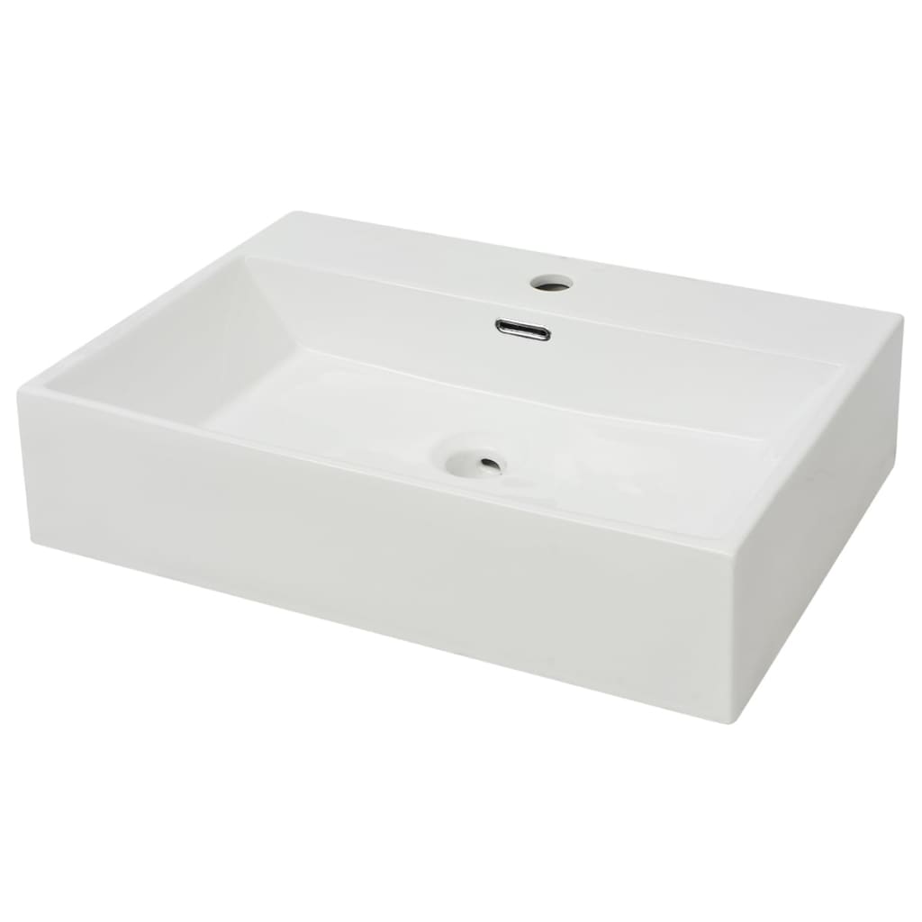 VIDAXL Waschtisch mit Tapholenweiß 60,5x42,5x14,5 cm Keramik