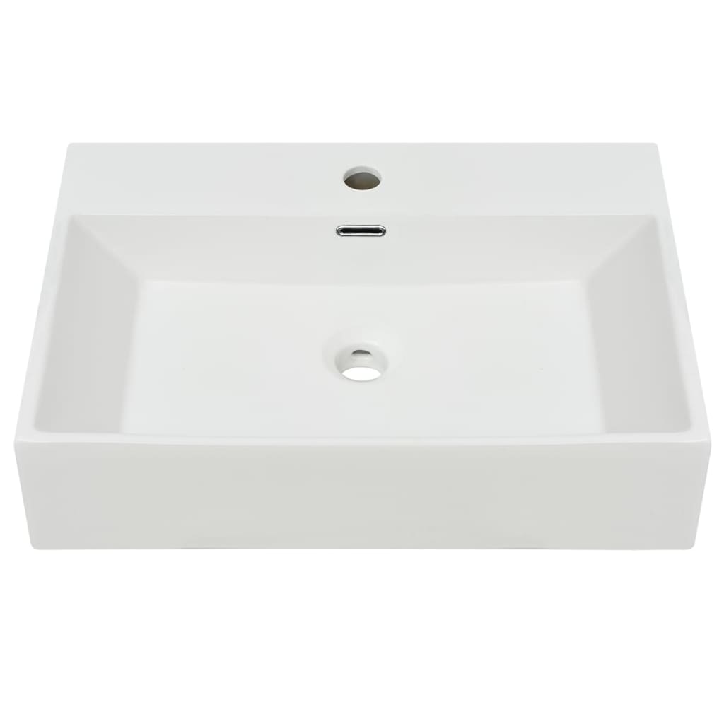 VIDAXL Waschtisch mit Tapholenweiß 60,5x42,5x14,5 cm Keramik