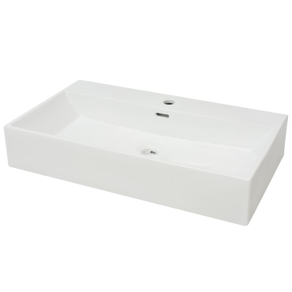 VIDAXL Waschtisch mit Hahnloch Weiß 76x42,5x14,5 cm Muermiek