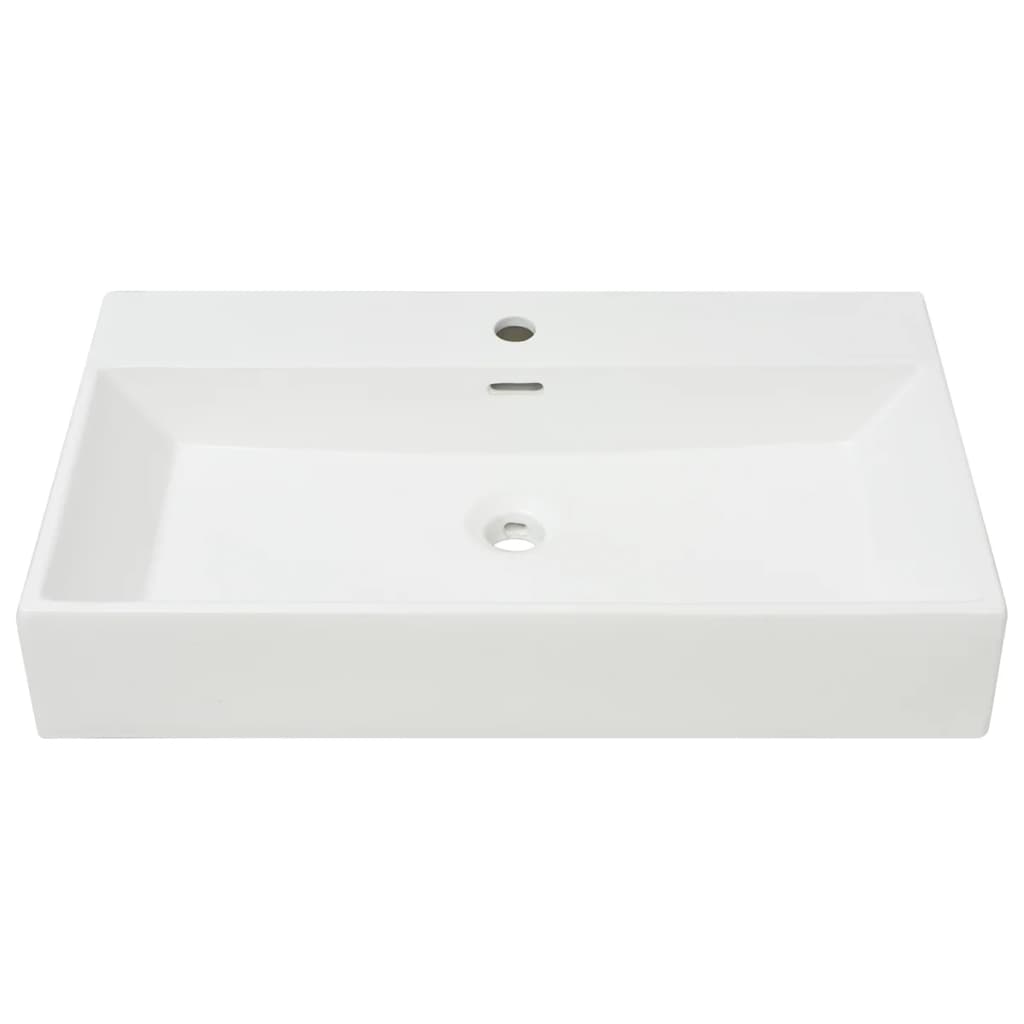VIDAXL Waschtisch mit Hahnloch Weiß 76x42,5x14,5 cm Muermiek
