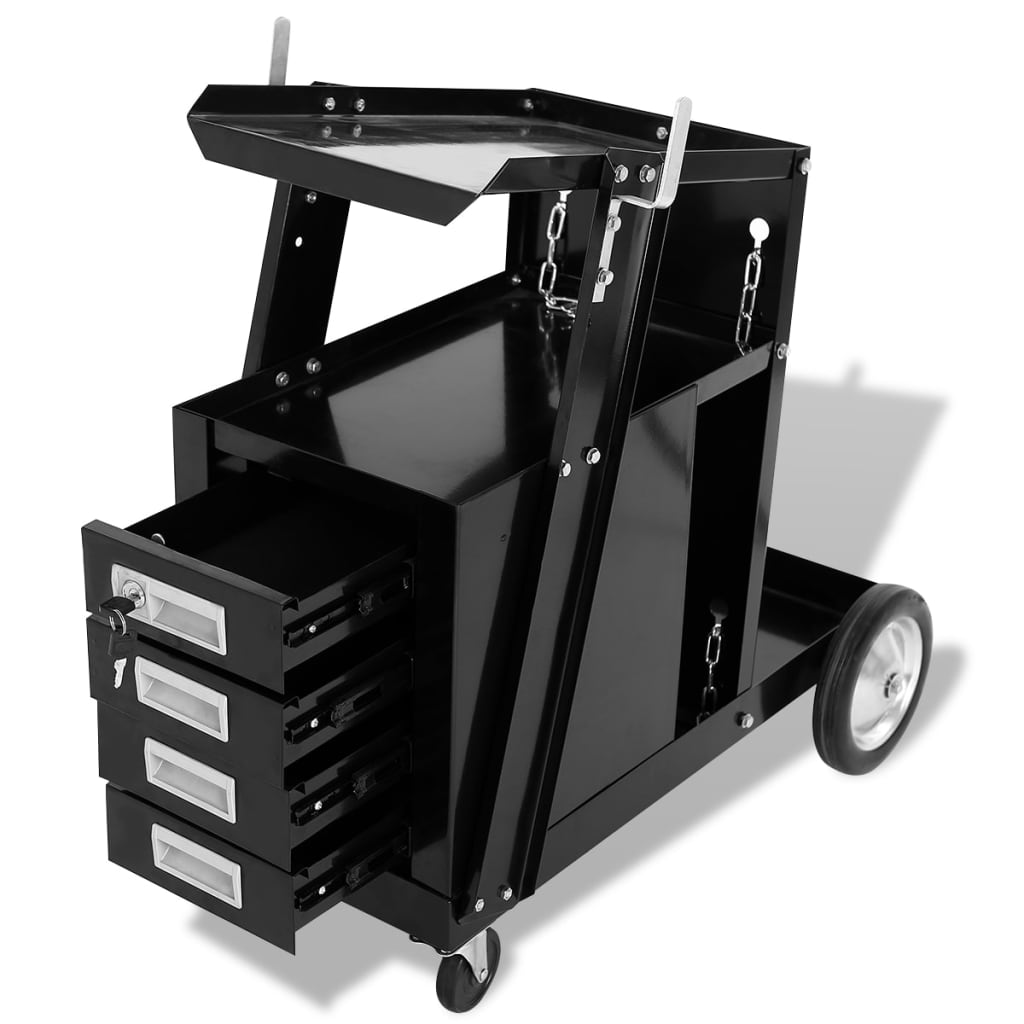 Vidaxl Lastwagen mit 4 schwarzen Gleitschienen