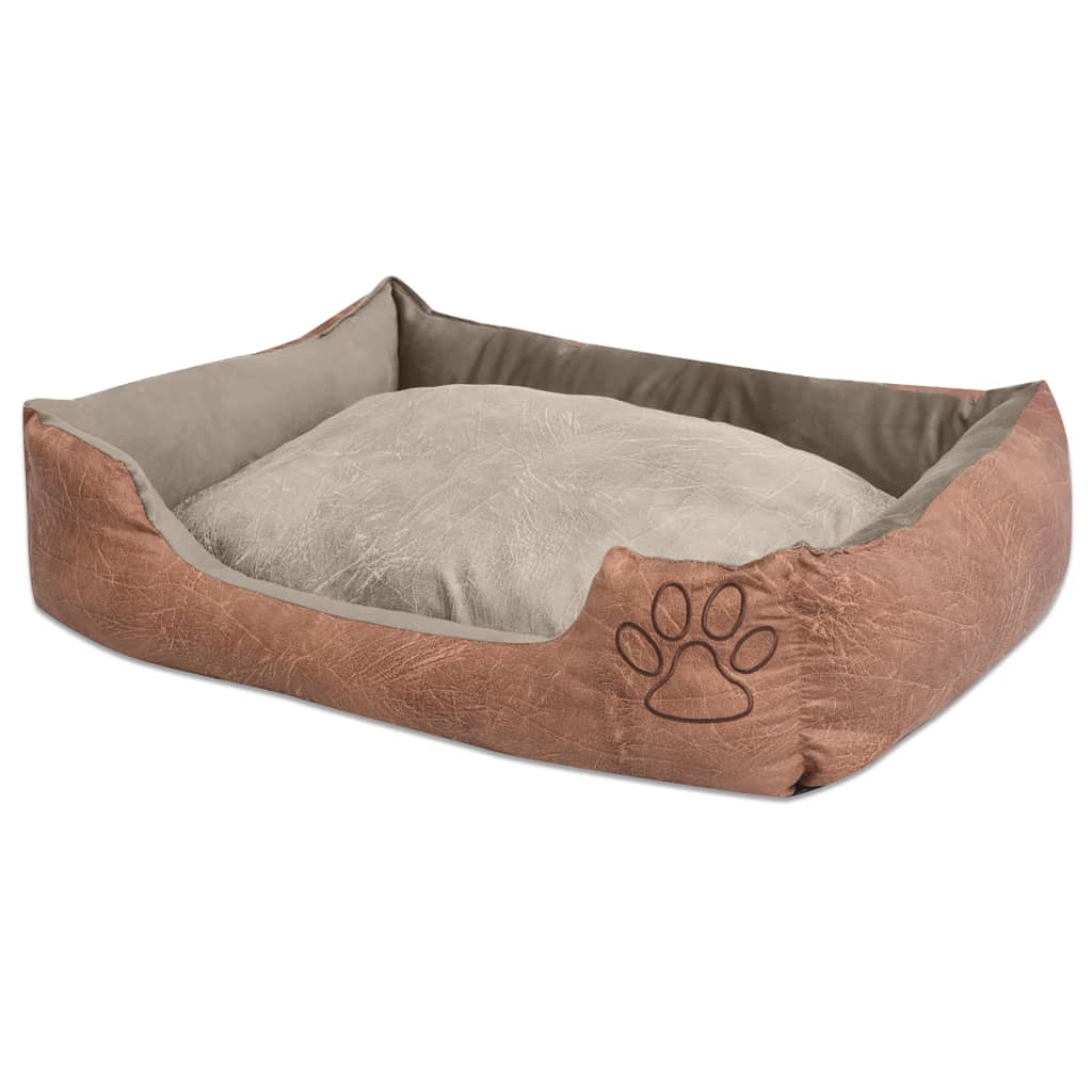 VidaXL Hundebettkissen aus PU-Kunstleder, Größe XL, Beige