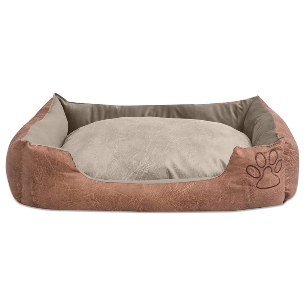 VidaXL Hundebettkissen aus PU-Kunstleder, Größe XL, Beige