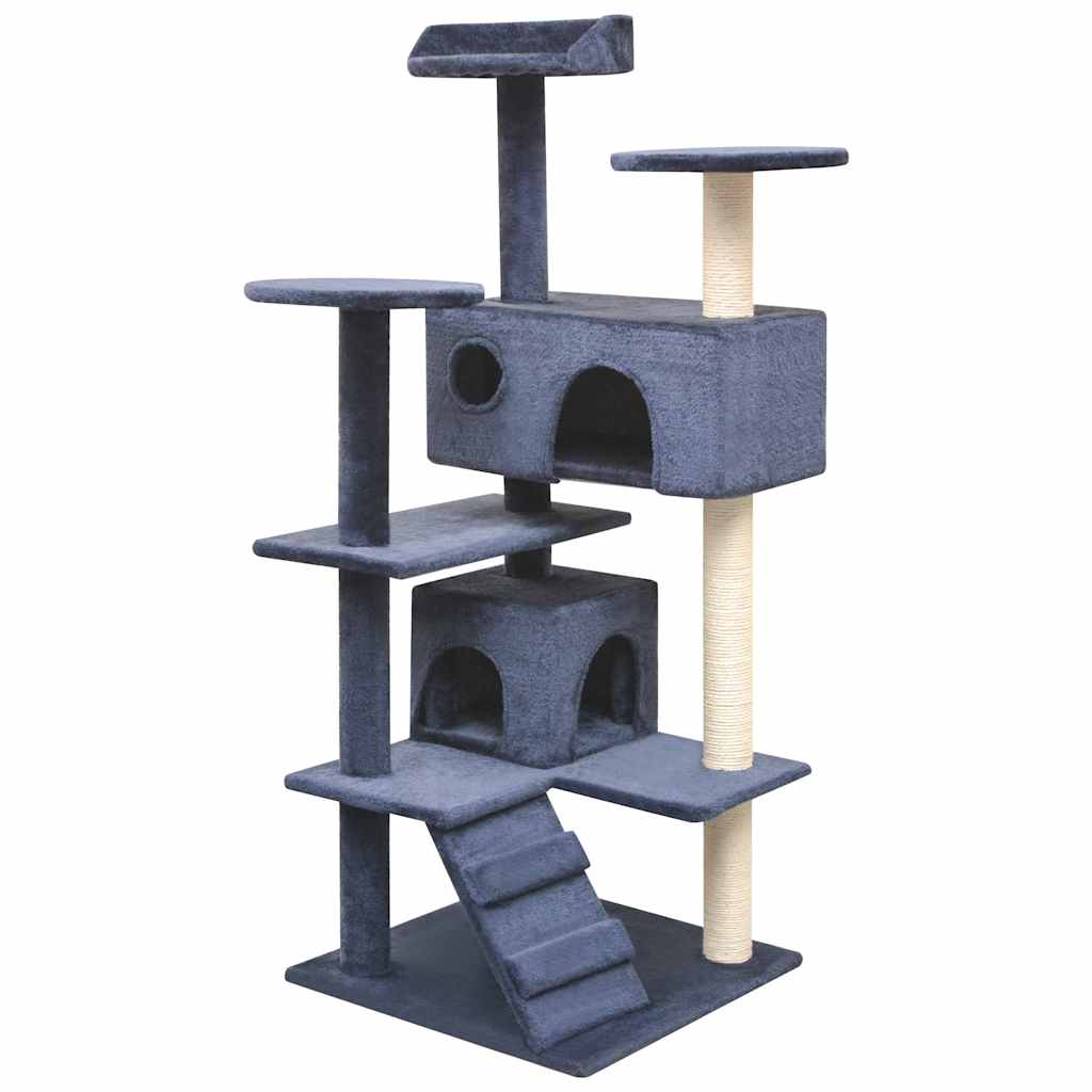 Vidaxl kattenkrabpaal met sisal krabpalen 125 cm donkerblauw
