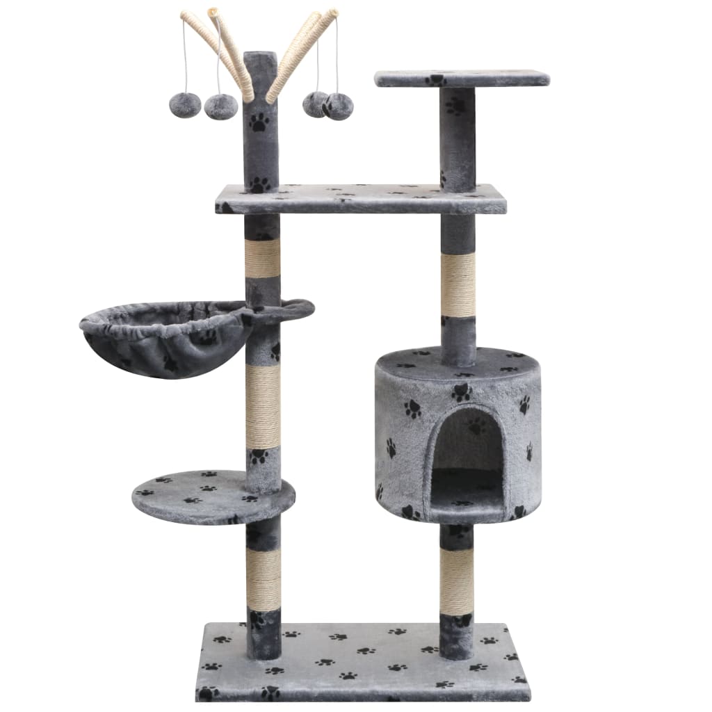 Vidaxl -Katzenkratzerpost mit Sisal -Kratzern 125 cm Pfotenabdruck Grau