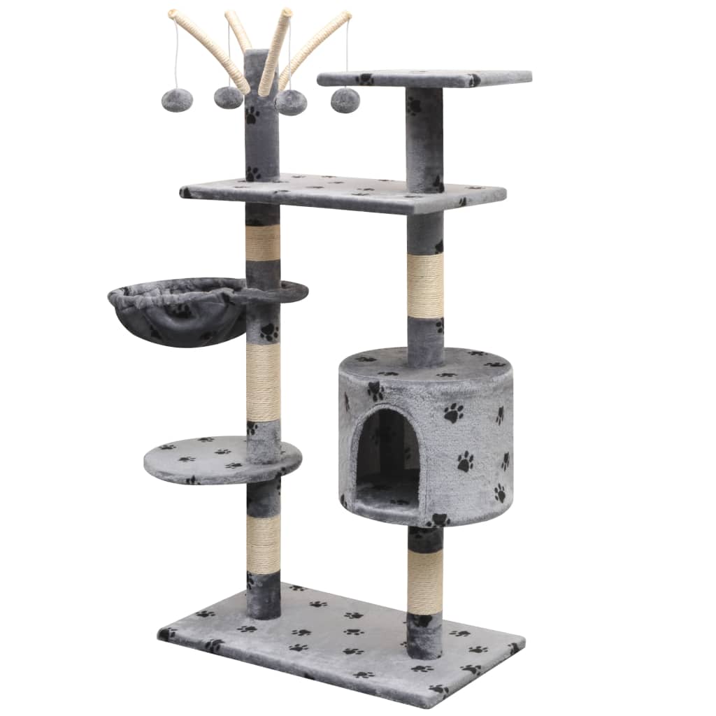 Vidaxl -Katzenkratzerpost mit Sisal -Kratzern 125 cm Pfotenabdruck Grau