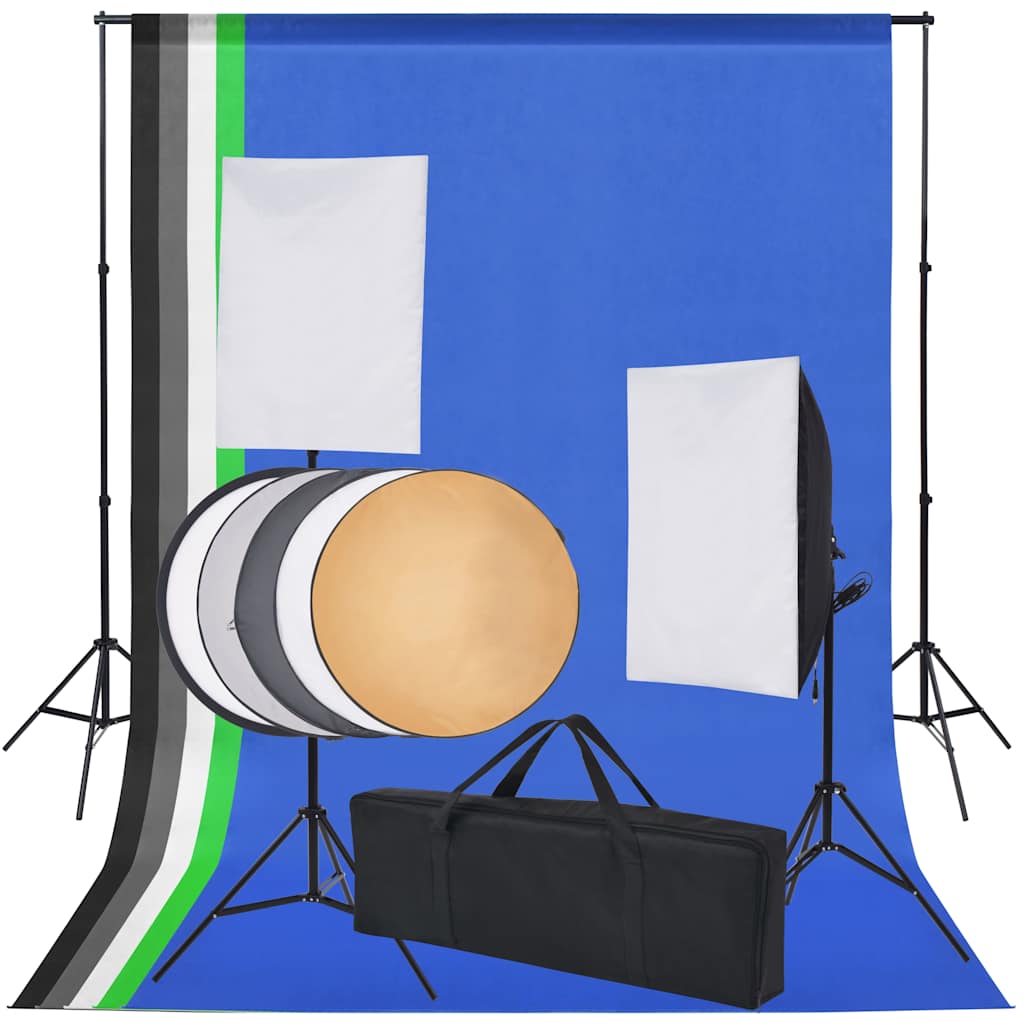 Vidaxl Fotostudio-Set mit 5 verschiedenen Hintergründen und 2 Softboxen