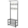 Vidaxl kledingrek met schoenenopberger 68x32x182,5 cm zwart