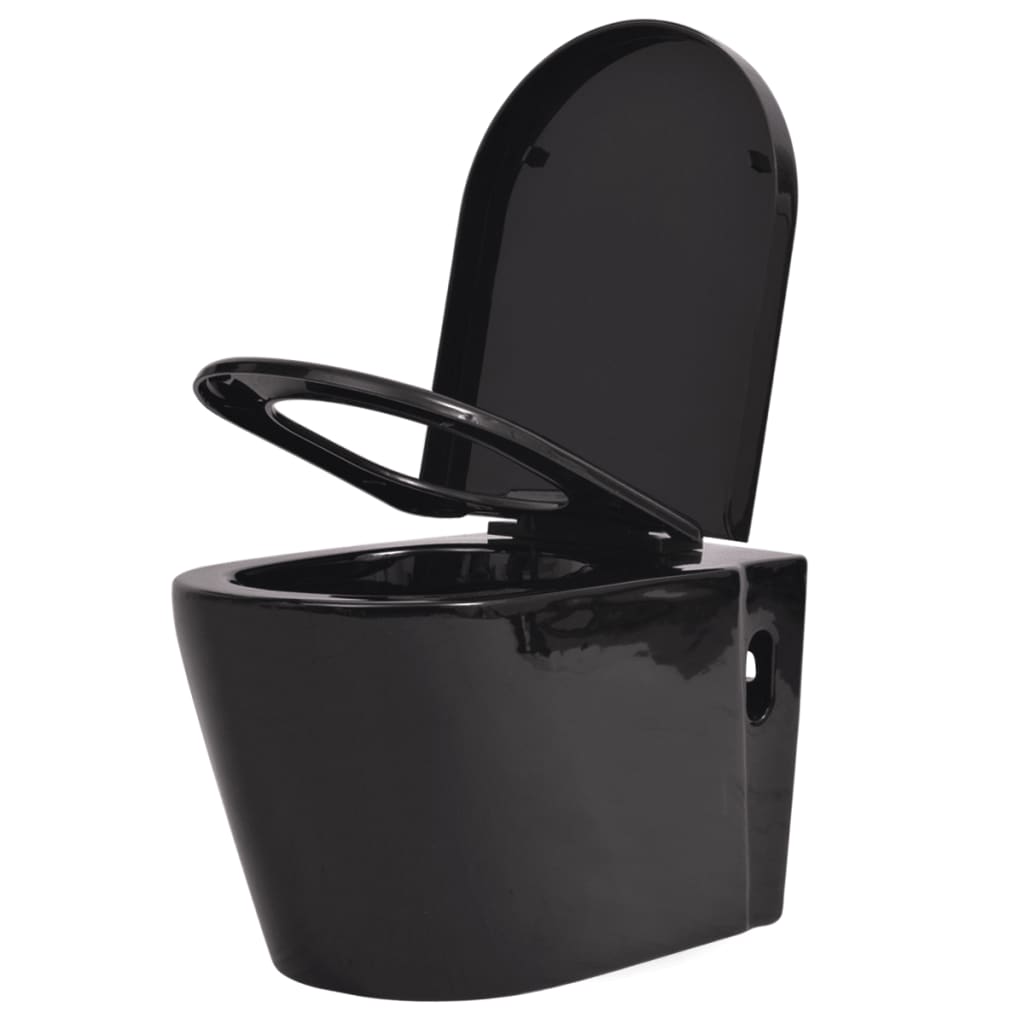 Vidaxl Hänge-Toilettenkeramik schwarz