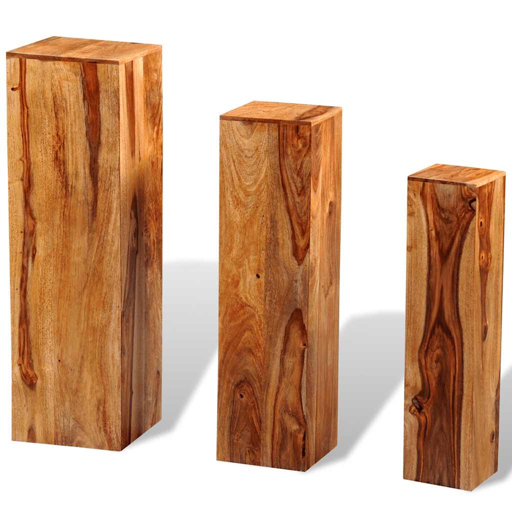 Vidaxl 3-teiliges Pflanzenständer-Set, festes Sheesham-Holz, Braun