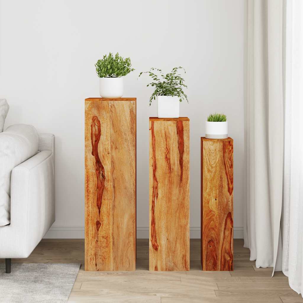 Vidaxl 3-teiliges Pflanzenständer-Set, festes Sheesham-Holz, Braun
