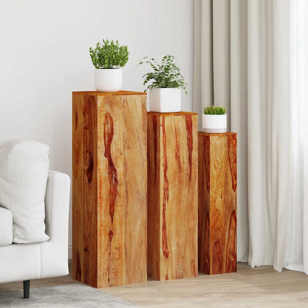 Vidaxl 3-teiliges Pflanzenständer-Set, festes Sheesham-Holz, Braun