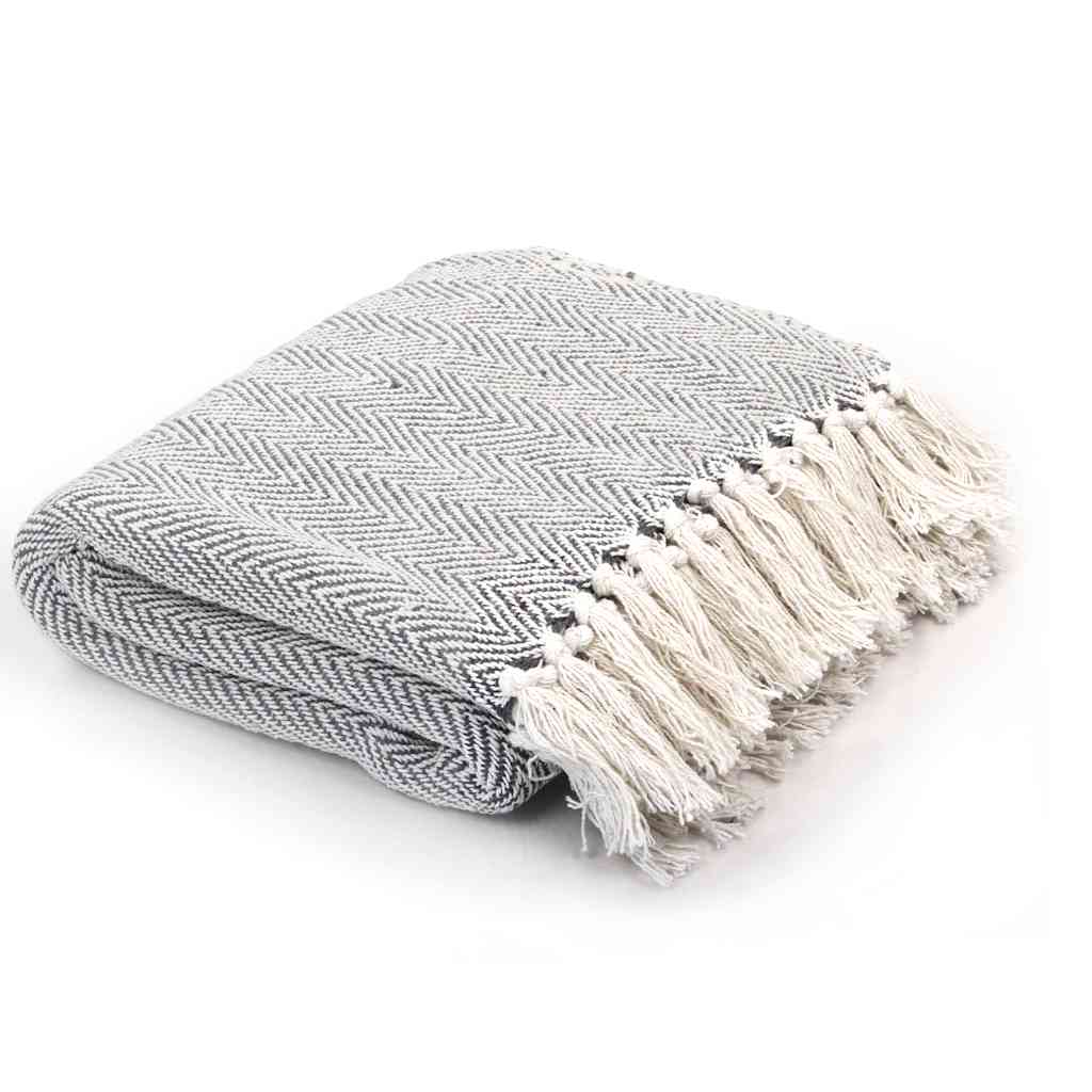 VidaXL Karomuster Fischgrät 160x210 cm Baumwolle Grau