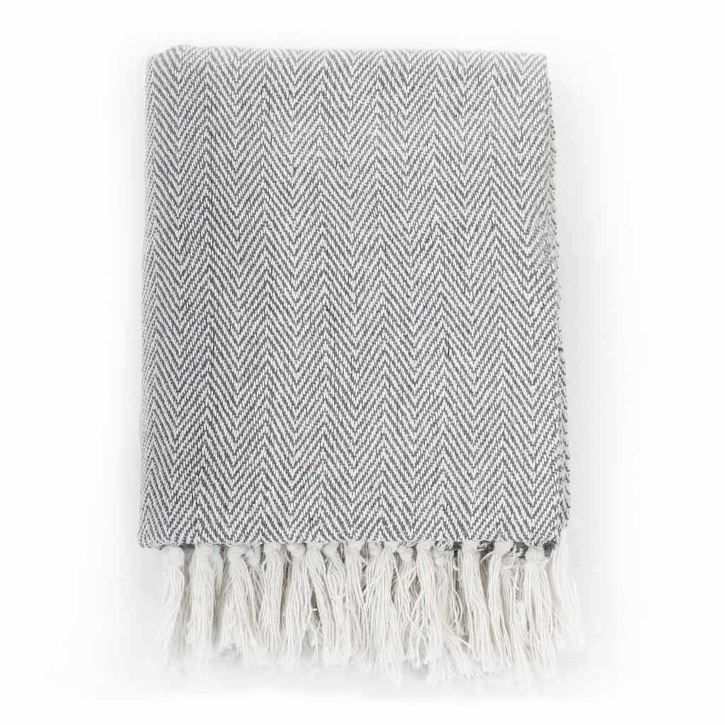 VidaXL Karomuster Fischgrät 160x210 cm Baumwolle Grau