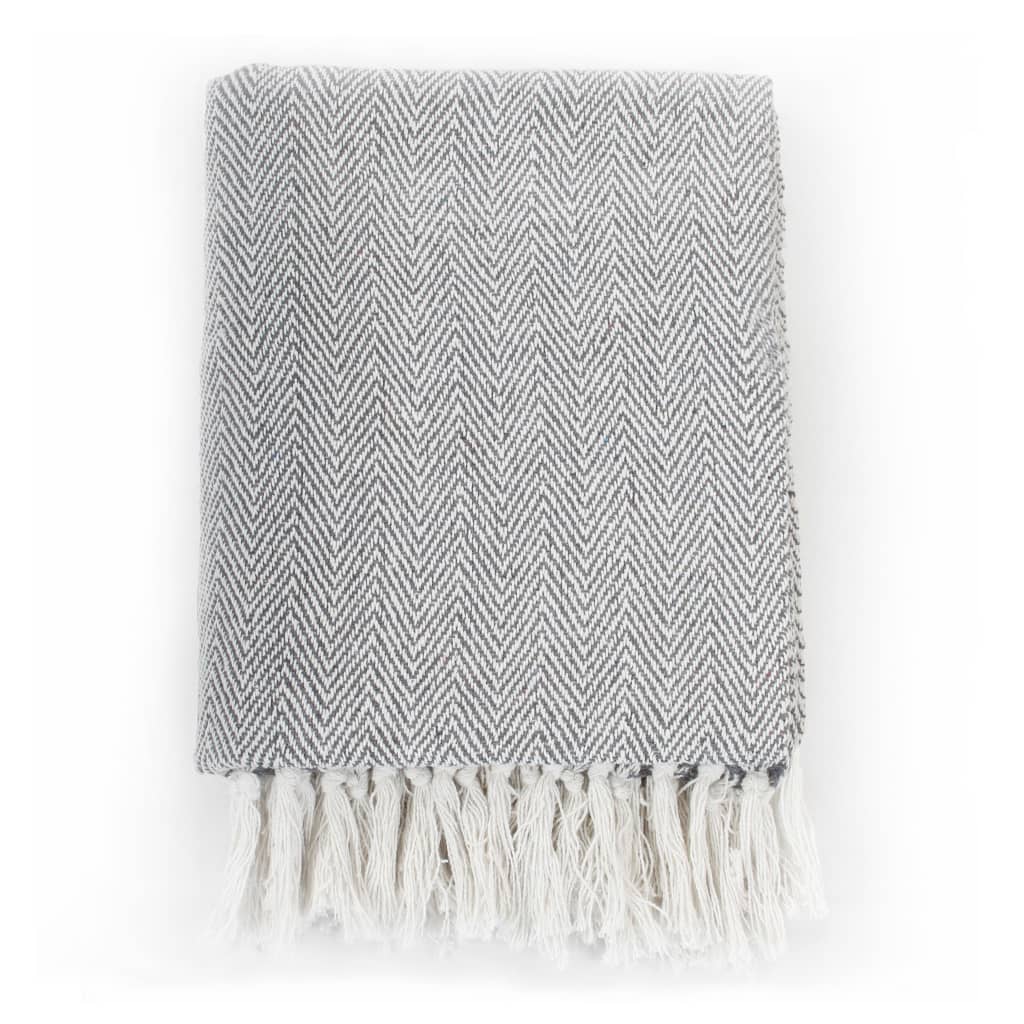 VidaXL Karomuster Fischgrät 160x210 cm Baumwolle Grau