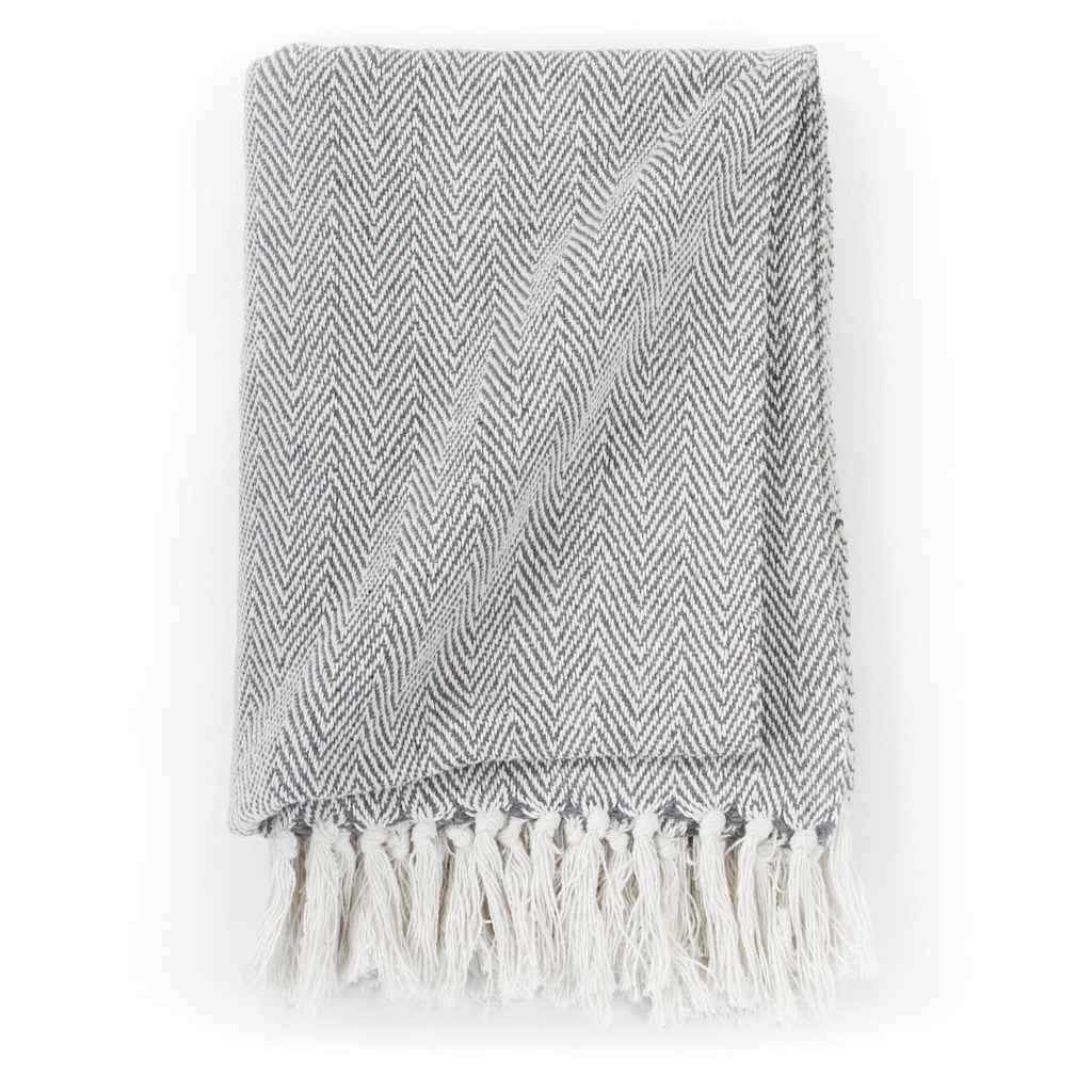 VidaXL Karomuster Fischgrät 160x210 cm Baumwolle Grau