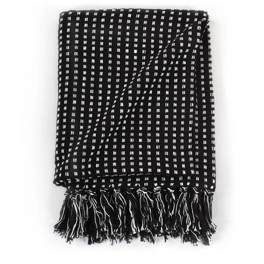 Vidaxl plaid vierkanten 220x250 cm katoen zwart