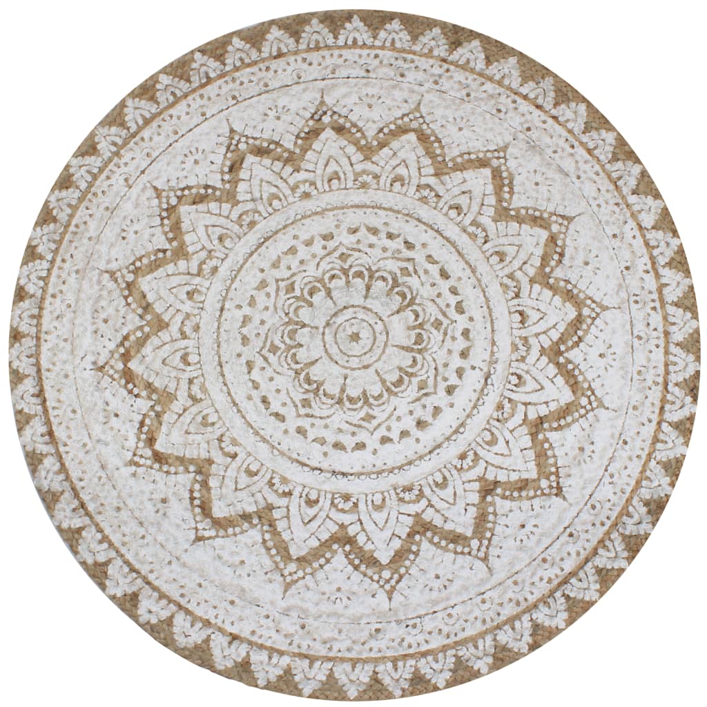 VidaXL Bedruckter Teppich Rund 90 cm Geflochtene Jute