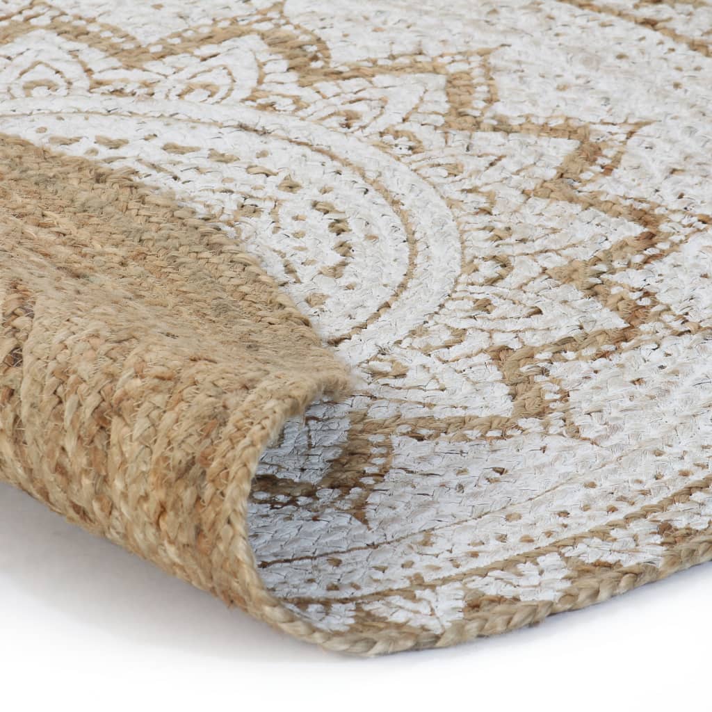 VidaXL Bedruckter Teppich Rund 90 cm Geflochtene Jute
