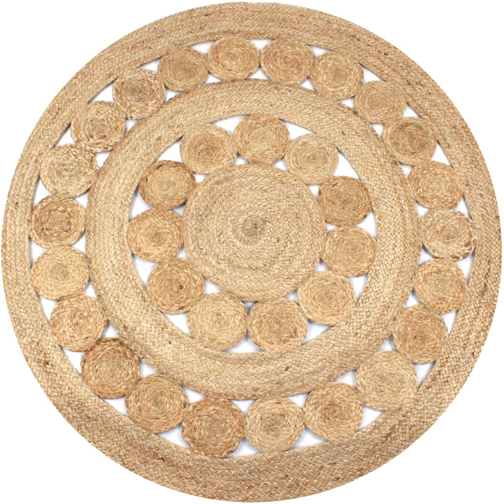 VidaXL Design Runder Teppich 120 cm Geflochtene Jute