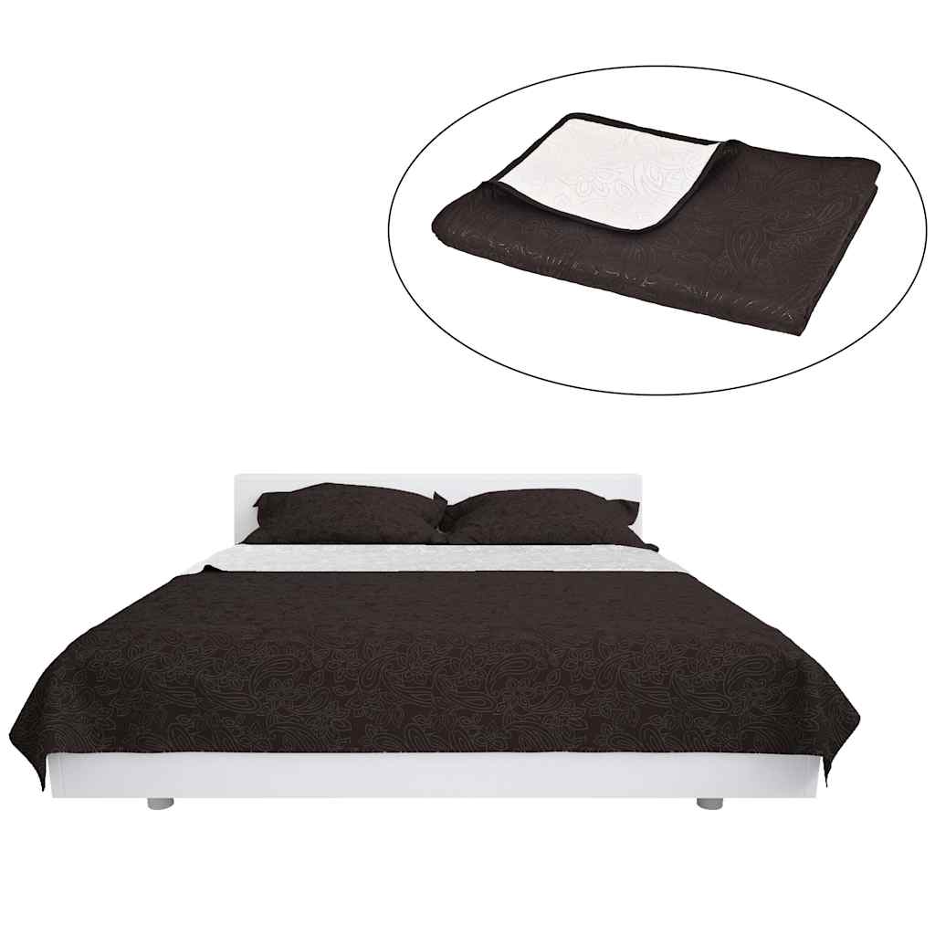 VidaXL Doppelseitige Tagesdecke 230x260 cm, gesteppt, Creme und Braun