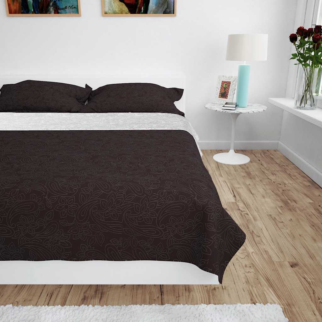 VidaXL Doppelseitige Tagesdecke 230x260 cm, gesteppt, Creme und Braun