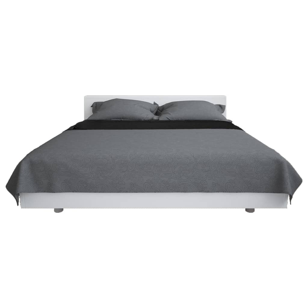VidaXL Doppelseitige Tagesdecke 170x210 cm Steppdecke Grau und Schwarz
