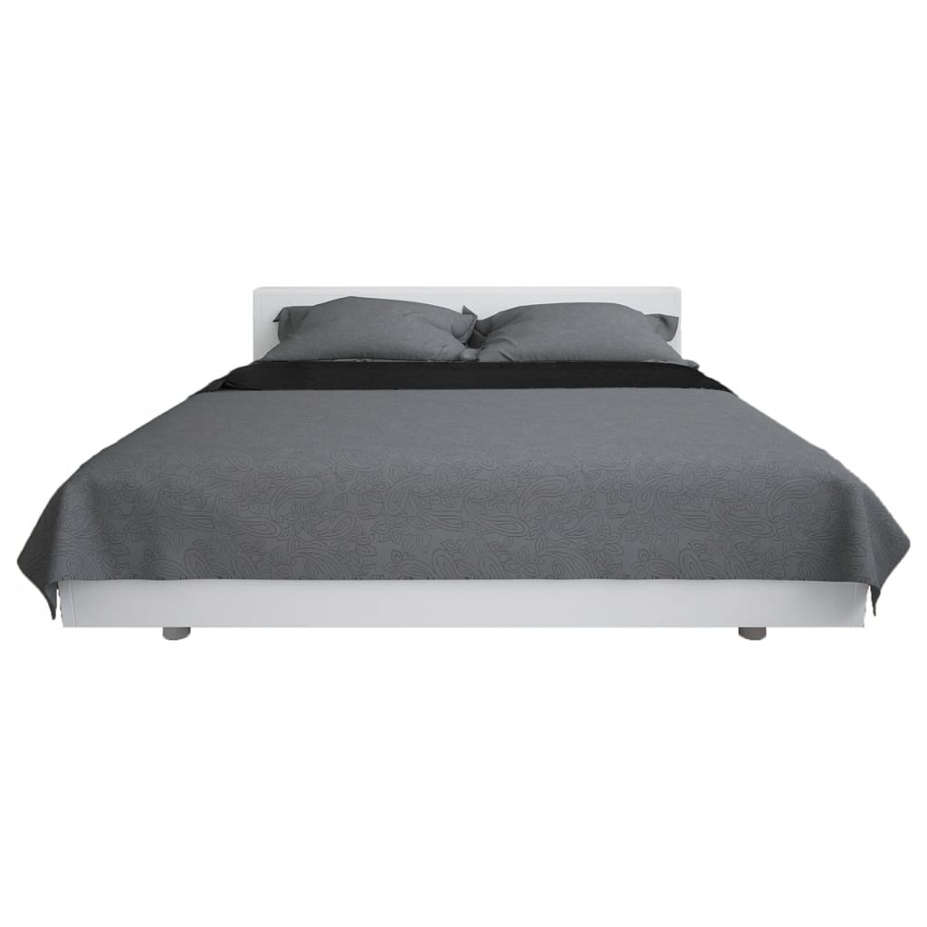 VidaXL Doppelseitige Tagesdecke 220x240 cm Steppdecke Grau und Schwarz