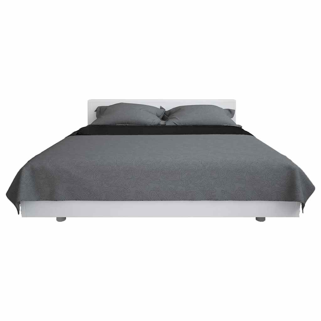 VidaXL Doppelseitige Tagesdecke 230x260 cm Steppdecke Grau und Schwarz