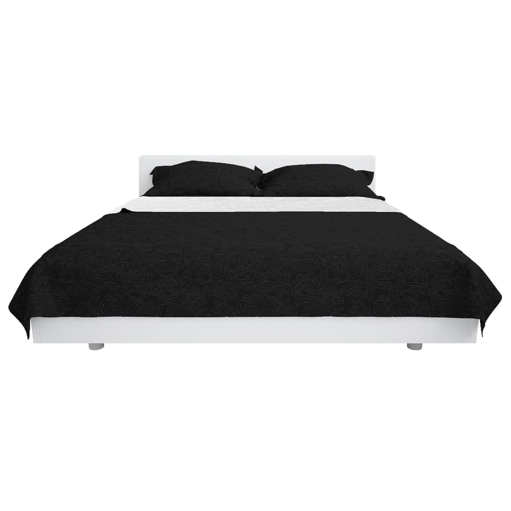 VidaXL Doppelseitige Tagesdecke 170x210 cm Steppdecke Schwarz-Weiß