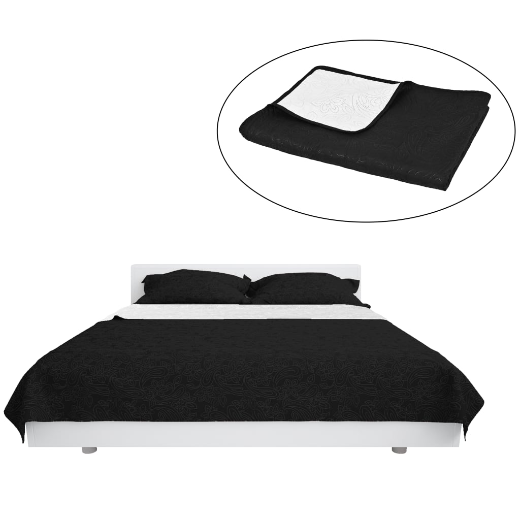 VidaXL Doppelseitige Tagesdecke 220x240 cm Steppdecke Schwarz-Weiß