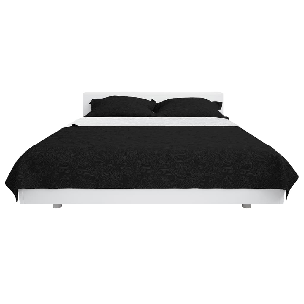 VidaXL Doppelseitige Tagesdecke 230x260 cm Steppdecke Schwarz-Weiß